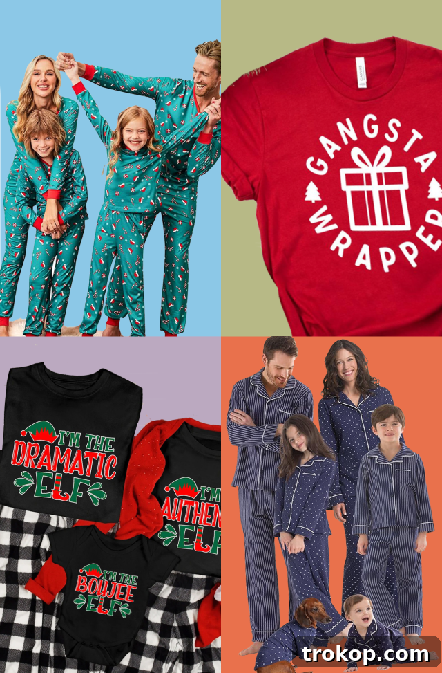 Festive Family Fun: Matching Family Christmas Pajamas 2 A family posing in festive matching Christmas pajamas, ready for holiday celebrations.
