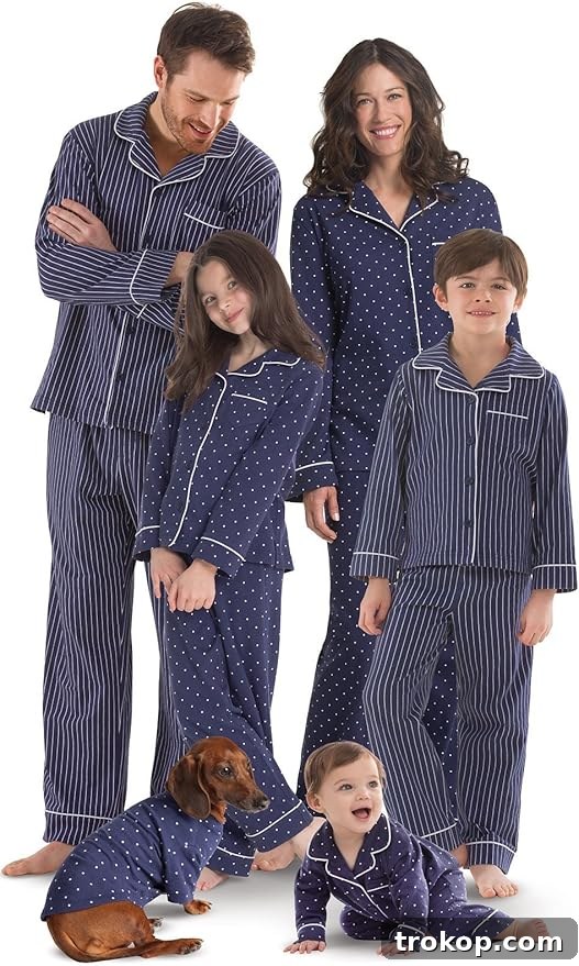 Festive Family Fun: Matching Family Christmas Pajamas 15 PajamaGram family pajamas with notched collars and various patterns.