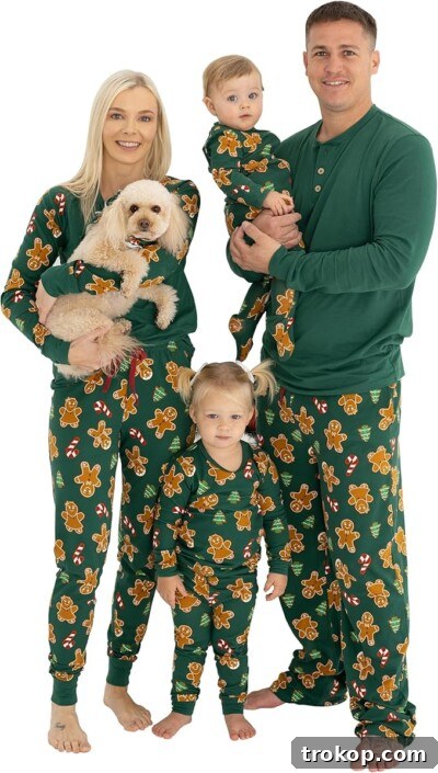Festive Family Fun: Matching Family Christmas Pajamas 23 Festive organic cotton family pajamas featuring gingerbread men and candy canes.