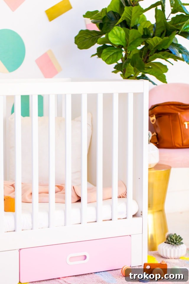 Abstract Shapes DIY Decor by Houston lifestyle blogger Ashley Rose of Sugar and Cloth -- #DIYBABYROOMDECOR #KRYLON #SPRAYPAINTPROJECT #NURSERYIDEAS