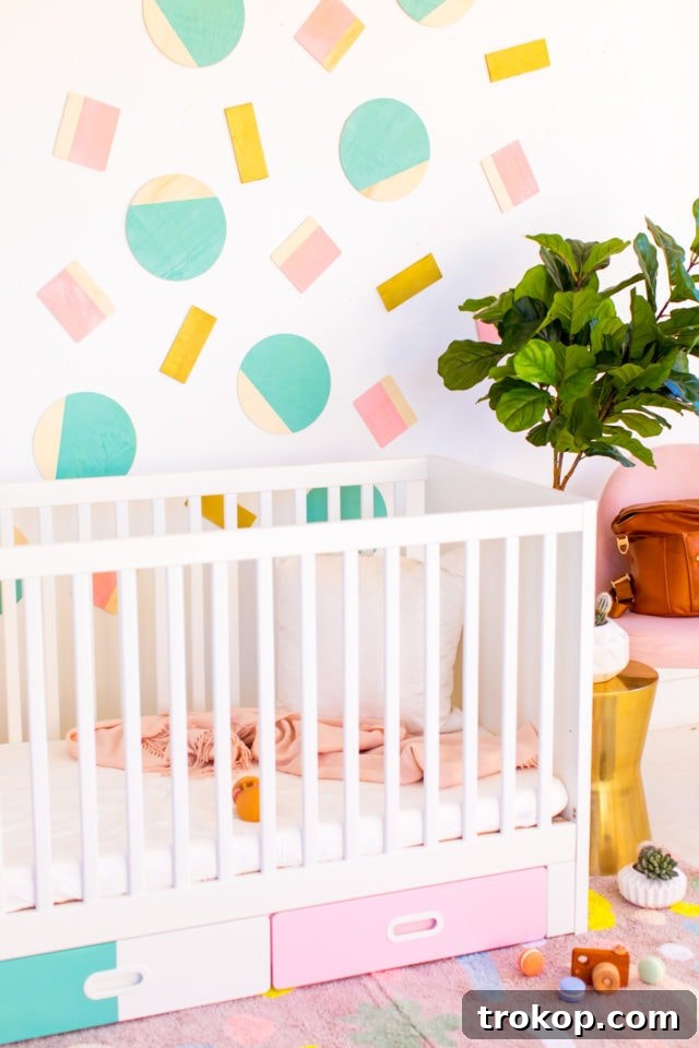 DIY Nursery Wall Decor by Houston lifestyle blogger Ashley Rose of Sugar and Cloth -- #DIYBABYROOMDECOR #KRYLON #SPRAYPAINTPROJECT #NURSERYIDEAS