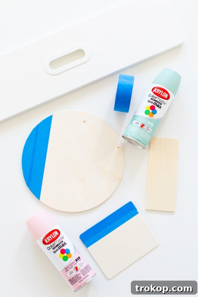 Abstract Shapes DIY Spray Paint Decor by Houston lifestyle blogger Ashley Rose of Sugar and Cloth -- #DIYBABYROOMDECOR #KRYLON #SPRAYPAINTPROJECT #NURSERYIDEAS