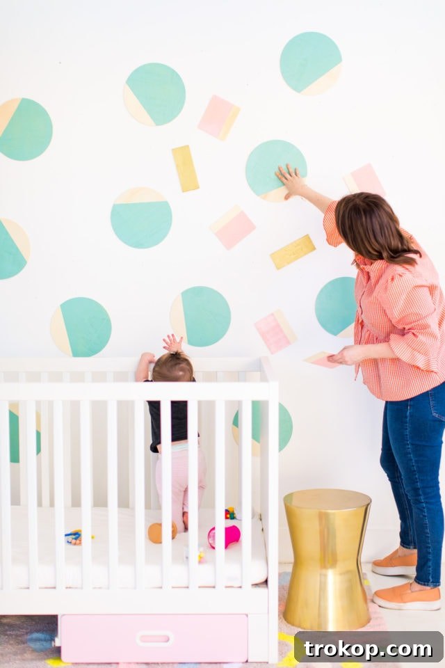 DIY Nursery Wall Decor by Houston lifestyle blogger Ashley Rose of Sugar and Cloth -- #DIYBABYROOMDECOR #KRYLON #SPRAYPAINTPROJECT #NURSERYIDEAS
