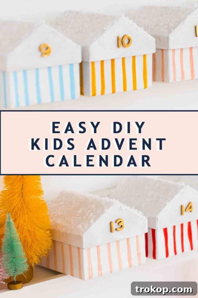 Colorful Village Advent Calendar Craft for Kids 11 Photo of an easy DIY advent calendar with mini houses