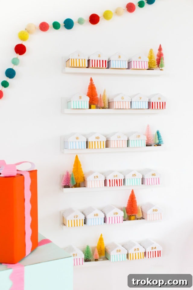 Colorful Village Advent Calendar Craft for Kids 4 Christmas house advent calendar on temporary shelves