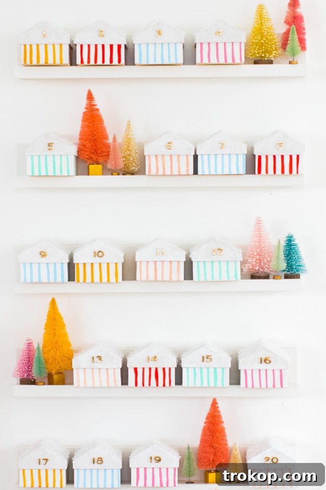 Colorful Village Advent Calendar Craft for Kids 9 Final advent calendar for kids with colorful houses