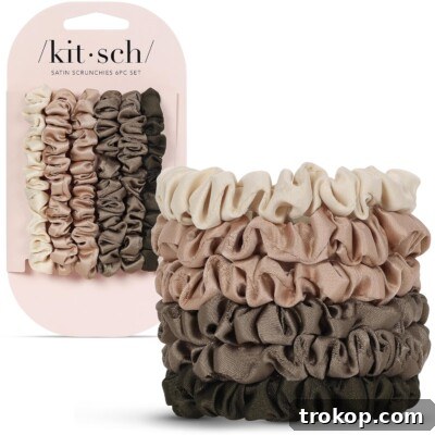 Kitsch Ultra-Petite Satin Scrunchies for Women, ideal for gentle hair styling and reducing frizz