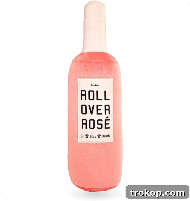 Paws-itively Perfect: Your Guide to Gifts Pets Adore 19 Funny rose wine bottle dog toy - plush, squeaky, and durable parody toy for dog birthdays and gifts