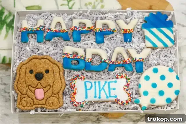 Paws-itively Perfect: Your Guide to Gifts Pets Adore 21 Personalized 'Happy Barkday' dog treats cookie gift box made with natural ingredients