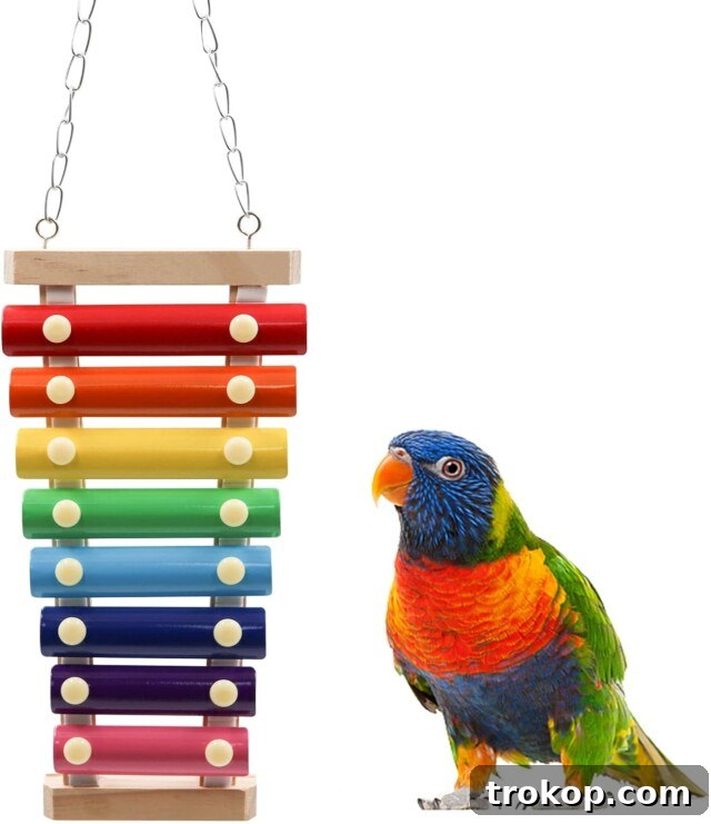 Paws-itively Perfect: Your Guide to Gifts Pets Adore 37 Colorful suspendible bird xylophone toy with 8 metal keys for parrots, parakeets, and lovebirds