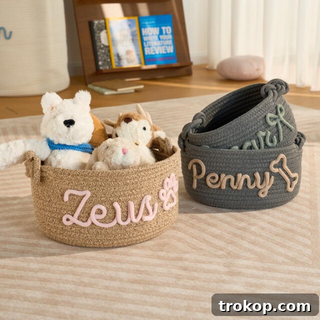 Paws-itively Perfect: Your Guide to Gifts Pets Adore 8 Handmade personalized pet basket for toys and treats, available in multiple colors