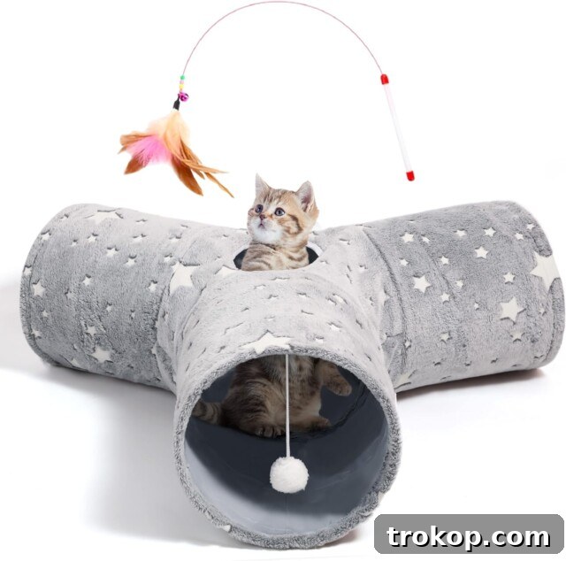 Paws-itively Perfect: Your Guide to Gifts Pets Adore 9 Interactive 3-way collapsible pet tunnel with glowing features and toy ball for cats, puppies, and rabbits