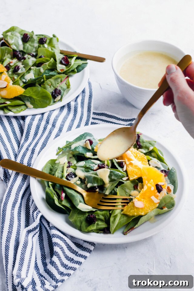 Vibrant Cranberry Orange Salad with Luscious Citrus Vinaigrette 6 Cranberry Orange Salad Recipe with mixed greens and creamy dressing.