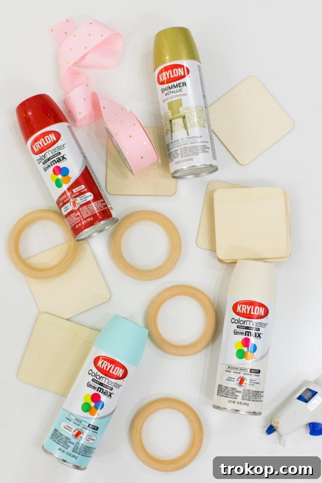 Materials and tools laid out for crafting jumbo outdoor DIY Christmas decorations