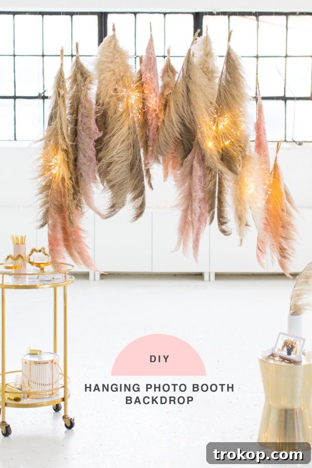 Close-up of the Pampas Grass DIY Photo Backdrop