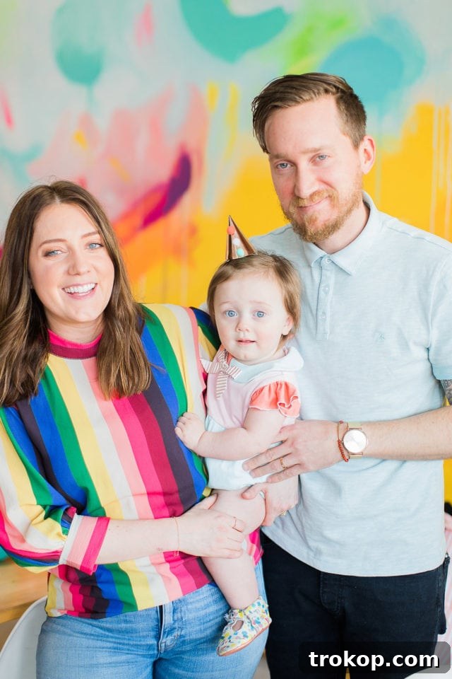 Ashley Rose of Sugar & Cloth with family, celebrating Gwen's first birthday