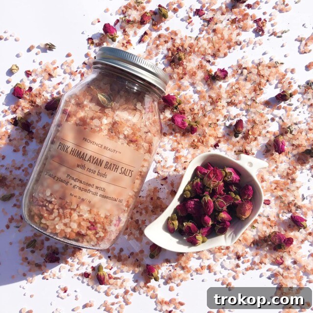 33 Galentine's Day Gifts to Pamper Your Bestie 22 Pink Himalayan Bath Salt with Rose Petals