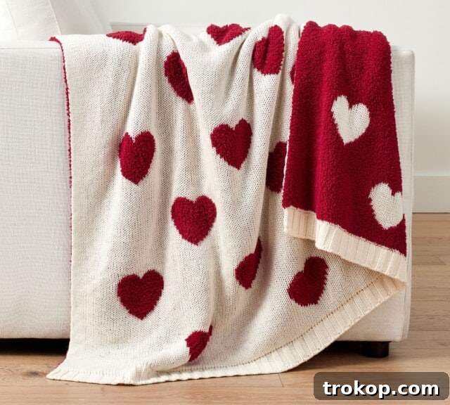 33 Galentine's Day Gifts to Pamper Your Bestie 29 Heart Jacquard Knit Throw Blanket