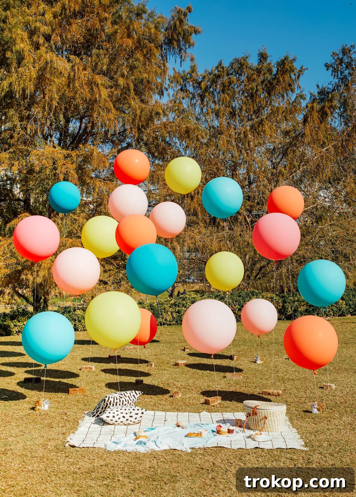 A festive outdoor celebration with balloons, highlighting family moments