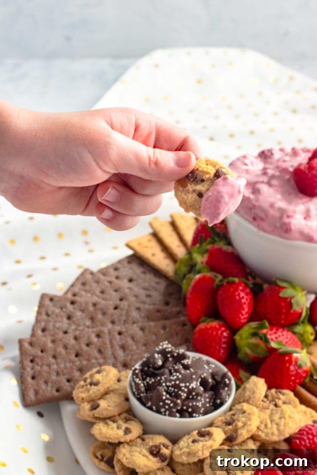 Delectable Raspberry Cream Cheese Dip and Dessert Board Recipe 6 Raspberry Cream Cheese Dip with Cookies