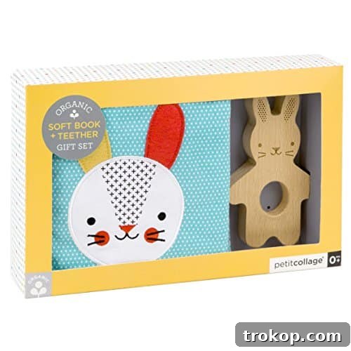 Petit Collage Organic Soft Book & Teether Gift Set for babies.