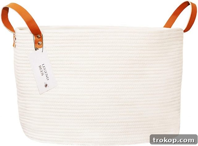 Rope Woven Basket With Leather Handles, a versatile Easter basket for a masculine or minimalist aesthetic