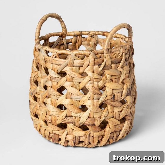 Cane Open Weave Basket for Easter and home organization