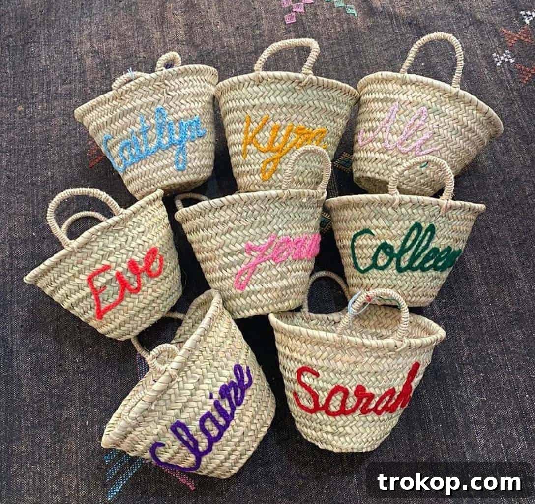 Personalized Monogram Straw Basket, doubling as a stylish Easter basket and beach bag