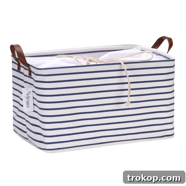 Striped Collapsible Storage Bin as a functional Easter basket for adults