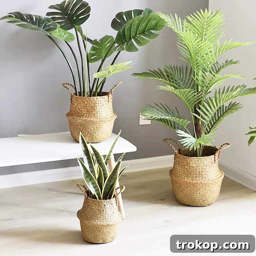 Foldable Woven Seagrass Basket as an eco-friendly adult Easter basket