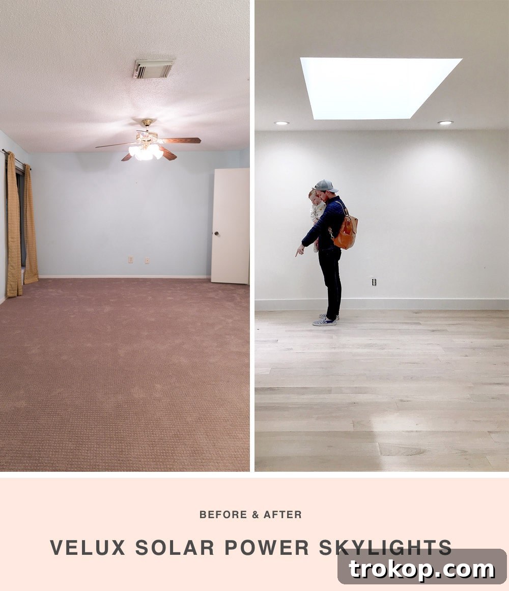 New Home New Light Our Skylight Transformation 8 Before and After: Second upstairs kids' room. The addition of Velux skylights dramatically brightens the space, making it more playful and inviting for children, enhancing both mood and functionality for a growing family.