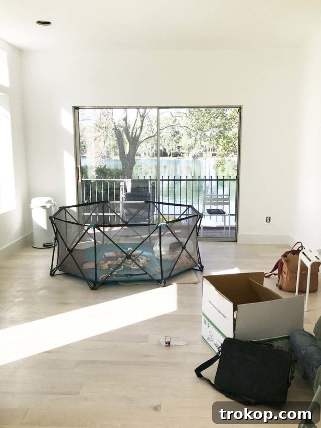 Unveiling My New Studio and Craft Nook 4 Home studio renovation in progress, featuring newly installed Stuga Studio Oak Alpine floors and bright white walls, showcasing the ongoing transformation of the creative space.