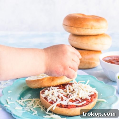 Healthy Kids Lunch Ideas Bagel Pizza Toppings by top Houston lifestyle blogger Ashley Rose of Sugar & Cloth