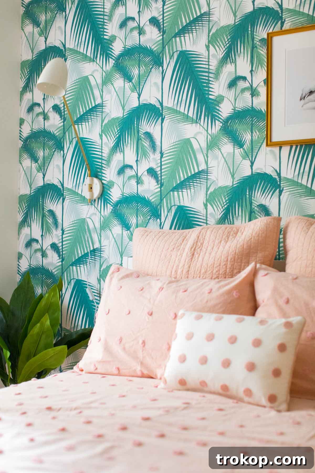 Guest bedroom refreshed for home staging - Image 6: Stylish bedding with peach accent pillows
