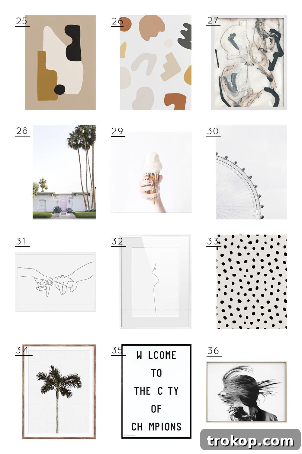A third collection of eye-catching and budget-friendly wall art prints, ranging from abstract forms to iconic travel photography, perfect for adding character and color to any modern interior space.