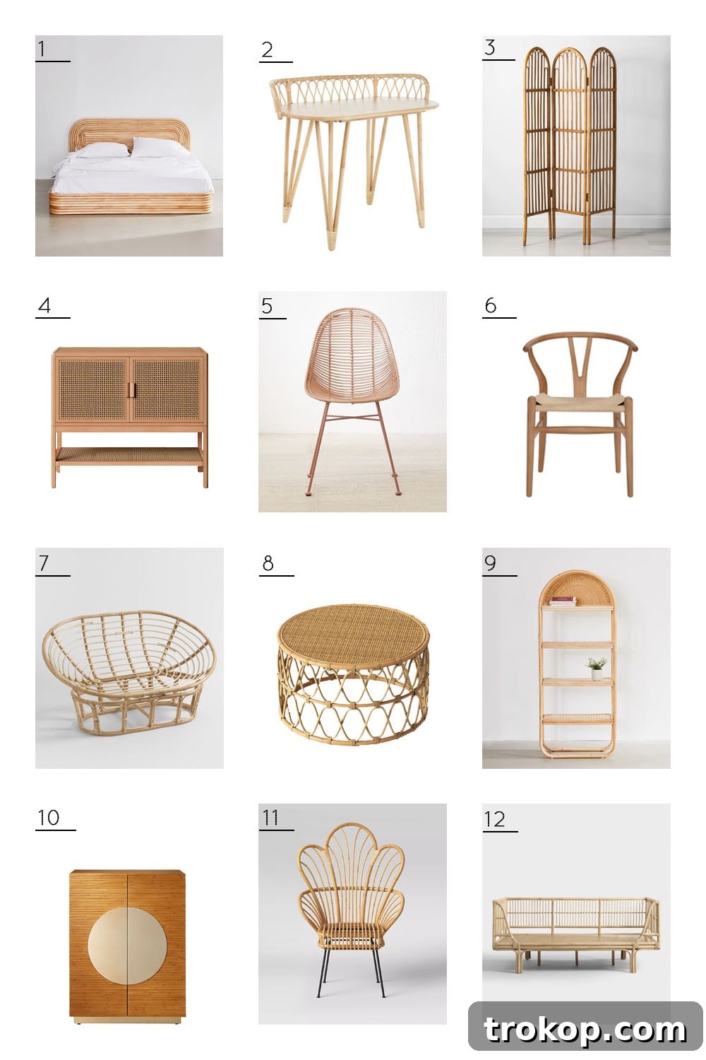 Woven Warmth: Embracing Cane and Rattan Decor 3 A curated collection of rattan and cane furniture pieces, showcasing the variety of designs and uses for natural materials in home decor.