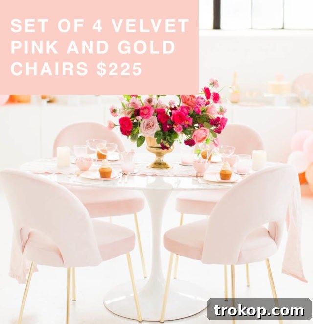 Set of 4 Project 62 Pink and Gold Chairs for Sale Houston