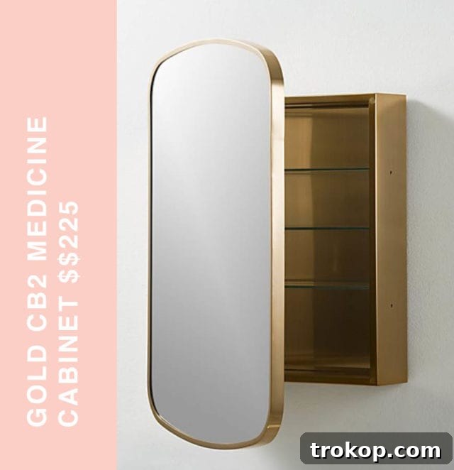 Set of Two New CB2 Gold Medicine Cabinets for Sale Houston
