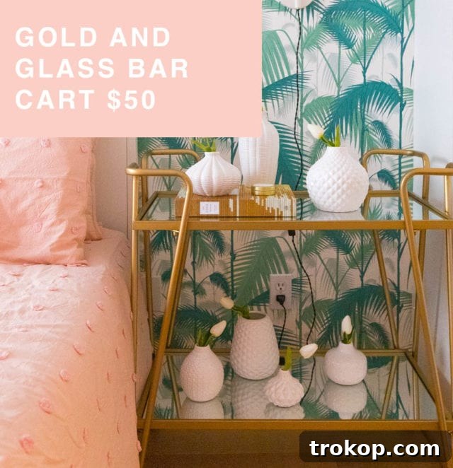 Gold and Glass Bar Cart for Sale Houston