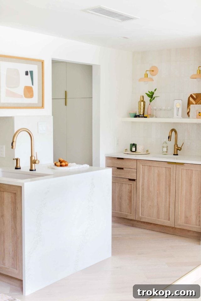 Full view of the renovated kitchen from a wide angle