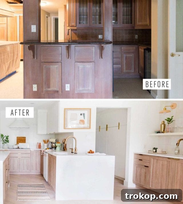 Side-by-side comparison of old and new kitchen, view 4