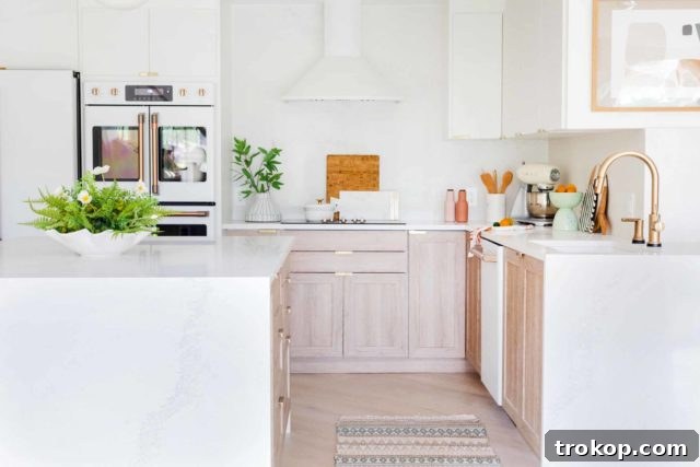 Before and after comparison of kitchen ceiling and layout