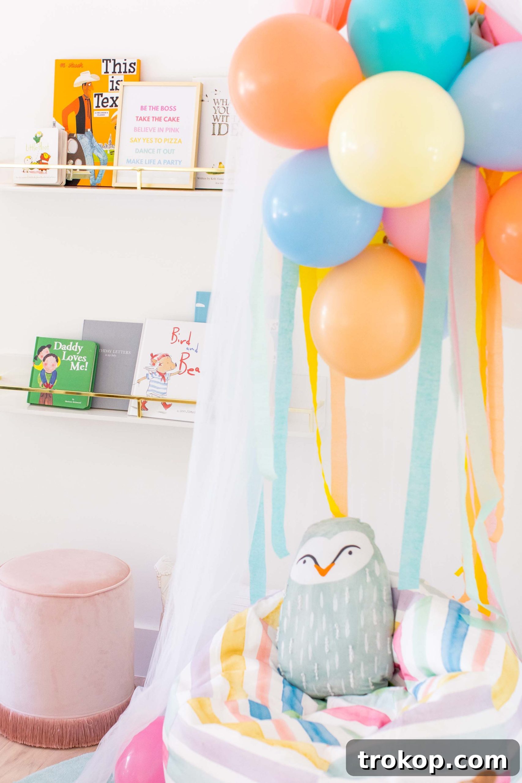 Rainbow Retreats for Little Bookworms 5 Sharing how to make this DIY book nook with a few colorful reading nook ideas to make it own! #decor #kids #diy #reading by top Houston lifestyle blogger Ashley Rose of Sugar & Cloth