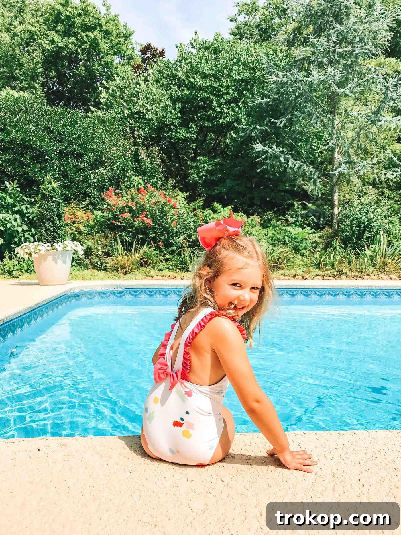 Olivia Ocean: Real Moms Make Waves in Mommy and Me Swimsuits 15 Blakely in the Laguna confetti one piece swimsuit