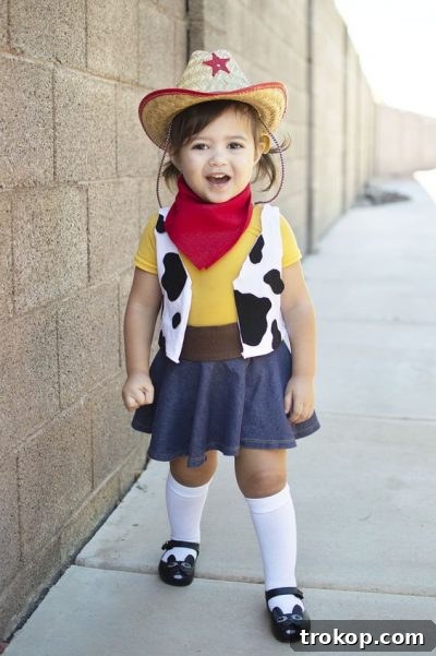 Child dressed as Woody from Pixar's Toy Story for a DIY Halloween costume
