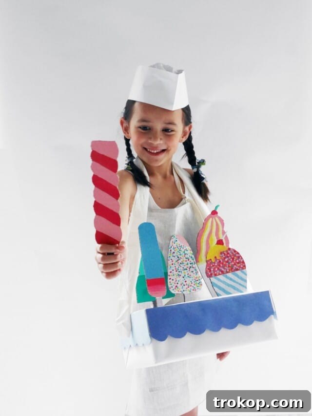 Child dressed as an Ice Cream Vendor for a charming DIY Halloween costume