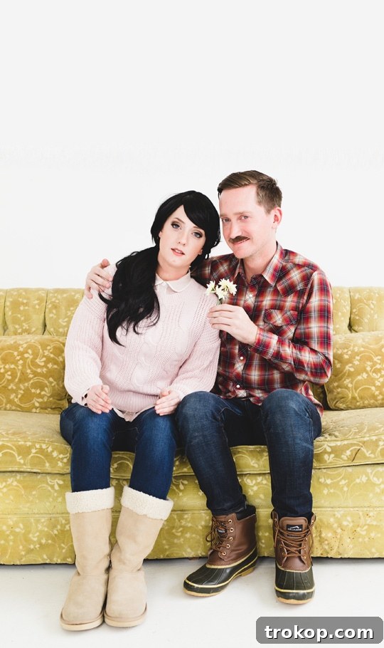 41 Handmade Halloween Costumes for Dynamic Duos 27 Man and woman dressed as Lars and the Real Girl characters for a unique hipster couples costume, recreated by Sugar & Cloth.