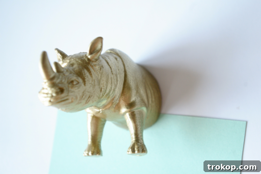 Close-up of a completed DIY plastic animal magnet, vibrant and detailed