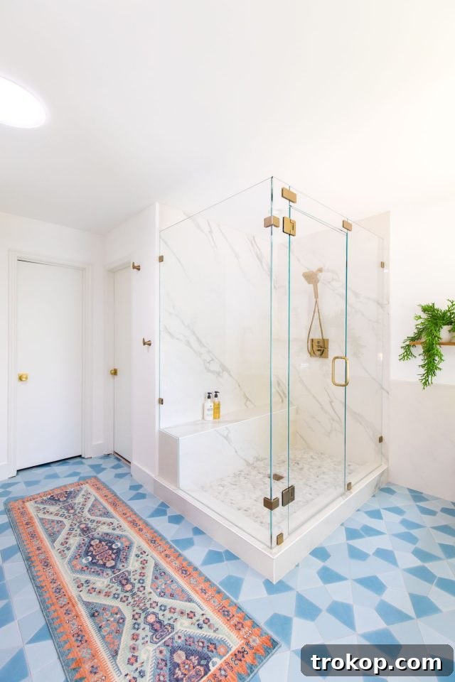 Lakeside Bathroom Reimagined: A Stunning Makeover 15 photo of a marble wall panel from porcelain shower walls in a master bathroom remodel