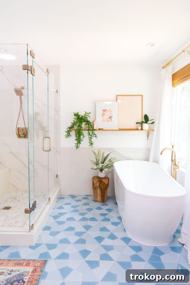 Lakeside Bathroom Reimagined: A Stunning Makeover 4 photo of a floating bathtub with glass shower in master bathroom remodel